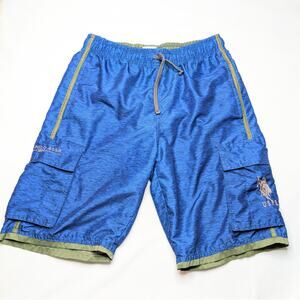 U.S. Polo Assn. Swim Trunks Men's Small Blue Sheer Vintage Lined Flawed